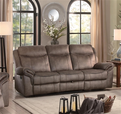 Aram Double Reclining Sofa in Brown by Home Elegance - HEL-8206NF-3