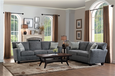 Alain 2 Piece Sofa Set in Lightly Textured Gray by Home Elegance - HEL-8225NGY
