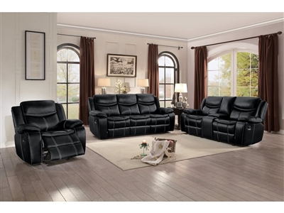 Bastrop 2 Piece Double Reclining Sofa Set in Black by Home Elegance - HEL-8230BLK
