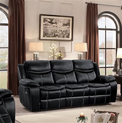Bastrop Double Reclining Sofa in Black by Home Elegance - HEL-8230BLK-3