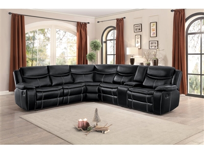 Bastrop Reclining Sectional Sofa in Black by Home Elegance - HEL-8230BLK-SC