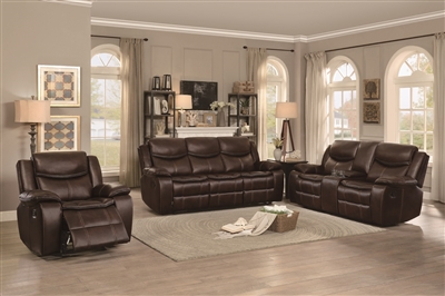 Bastrop 2 Piece Double Reclining Sofa Set in Dark Brown by Home Elegance - HEL-8230BRW