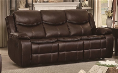 Bastrop Double Reclining Sofa in Dark Brown by Home Elegance - HEL-8230BRW-3