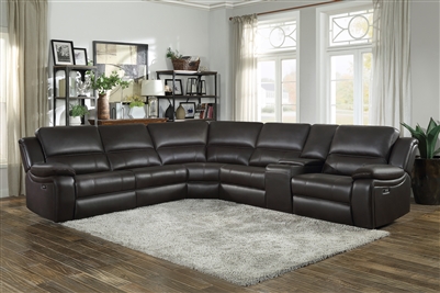 Falun Reclining Sectional Sofa in Dark Brown by Home Elegance - HEL-8260DB-6PW