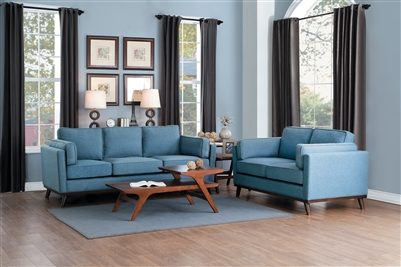 Bedos 2 Piece Sofa Set in Blue by Home Elegance - HEL-8289BU