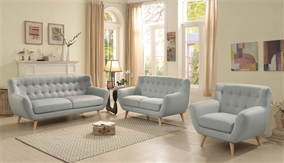Anke 2 Piece Sofa Set in Light Grey by Home Elegance - HEL-8312