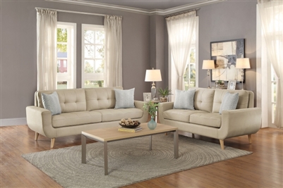 Deryn 2 Piece Sofa Set in Beige by Home Elegance - HEL-8327BE