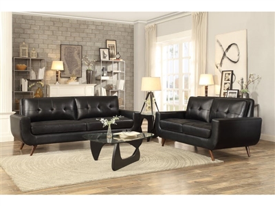 Deryn 2 Piece Sofa Set in Black by Home Elegance - HEL-8327BLK