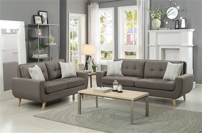 Deryn 2 Piece Sofa Set in Grey by Home Elegance - HEL-8327GY