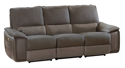 Corazon Power Double Reclining Sofa in Gray by Home Elegance - HEL-8355-3PW