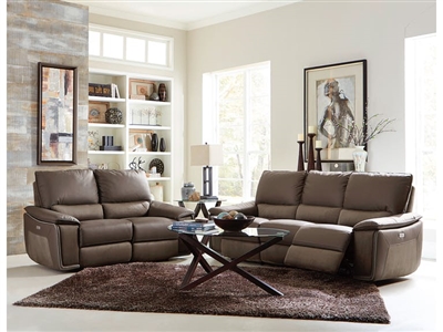Corazon 2 Piece Power Double Reclining Sofa Set in Gray by Home Elegance - HEL-8355-PW