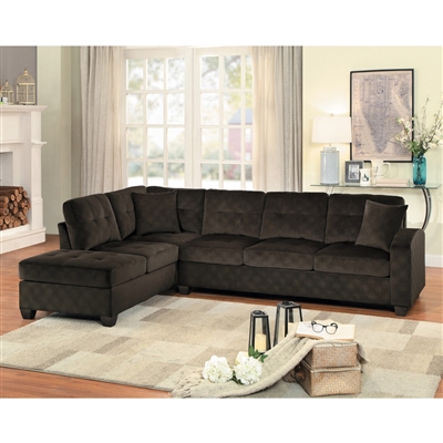 Emilio Sectional Sofa in Chocolate by Home Elegance - HEL-8367CH