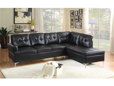 Barrington Sectional Sofa in Black by Home Elegance - HEL-8378BLK