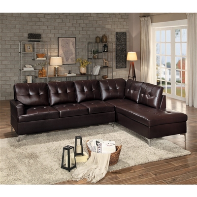 Barrington Sectional Sofa in Brown by Home Elegance - HEL-8378BRW