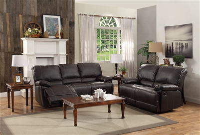 Cassville 2 Piece Double Reclining Sofa Set in Dark Brown by Home Elegance - HEL-8403