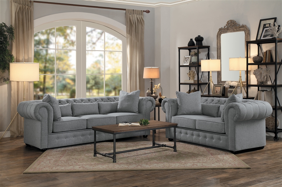 Savonburg 2 Piece Sofa Set in Gray by Home Elegance - HEL-8427GY
