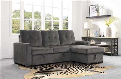 Carolina Sectional Sofa in Dark Gray by Home Elegance - HEL-9402DGY-SC