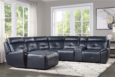 Avenue Reclining Sectional Sofa with Left Chaise by Home Elegance - HEL-9469NVB-6LCRR
