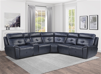 Avenue Reclining Sectional Sofa in Navy by Home Elegance - HEL-9469NVB-6LRRR