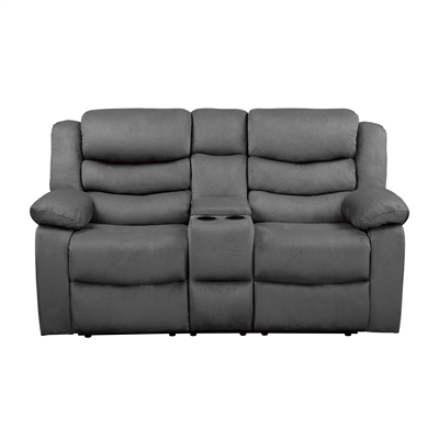 Discus Double Reclining Love Seat in Gray by Home Elegance - HEL-9526GY-2