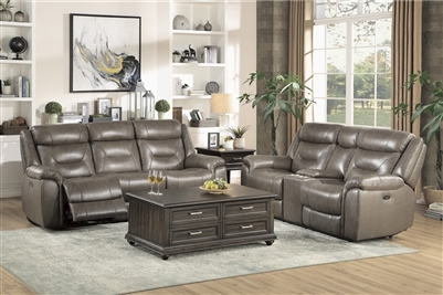 Danio 2 Piece Power Double Reclining Sofa Set in Brownish Gray by Home Elegance - HEL-9528BRG-PWH