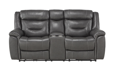 Danio Power Double Reclining Love Seat in Dark Gray by Home Elegance - HEL-9528DGY-2PWH