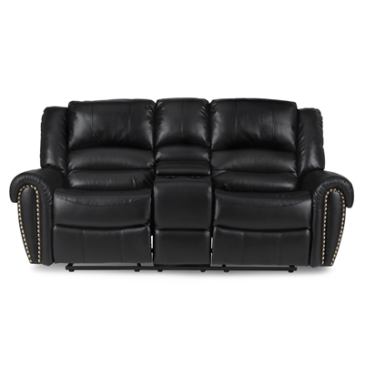 Center Hill Double Reclining Love Seat in Black by Home Elegance - HEL-9668BLK-2