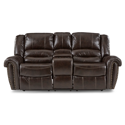 Center Hill Double Reclining Love Seat in Dark Brown by Home Elegance - HEL-9668BRW-2