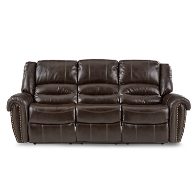 Center Hill Double Reclining Sofa in Dark Brown by Home Elegance - HEL-9668BRW-3