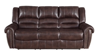 Center Hill Double Reclining Sofa in Dark Brown by Home Elegance - HEL-9668NDB-3