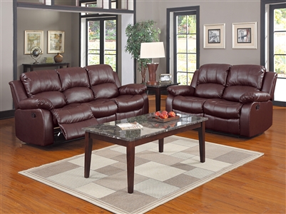 Cranley 2 Piece Double Reclining Sofa Set in Brown by Home Elegance - HEL-9700BRW