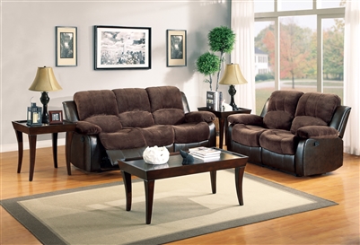 Cranley 2 Piece Double Reclining Sofa Set in Chocolate by Home Elegance - HEL-9700FCP