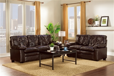 Charley 2 Piece Sofa Set in Dark Brown by Home Elegance - HEL-9715PU