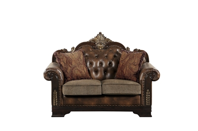Croydon Love Seat in Rich Cherry by Home Elegance - HEL-9815-2