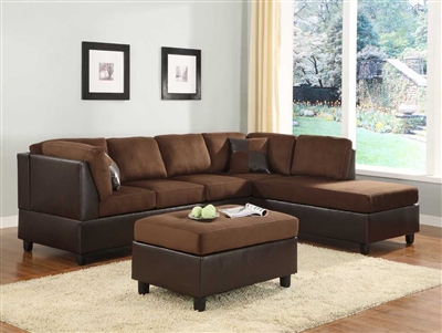 Comfort Living Reversible Sectional Sofa in Chocolate by Home Elegance - HEL-9909CH
