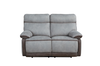 Barilotto Power Double Reclining Love Seat in Two-tone Gray and Taupe by Home Elegance - HEL-9920RF-2PWH