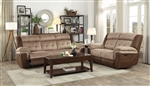 Chai 2 Piece Double Reclining Sofa Set in Two-tone Brown by Home Elegance - HEL-9980