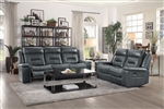 Darwan 2 Piece Double Lay Flat Reclining Sofa Set in Dark Gray by Home Elegance - HEL-9999DG