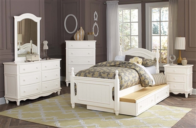 Clementine 4 Piece Youth Bedroom Set in White by Home Elegance - HEL-B1799T-1-4