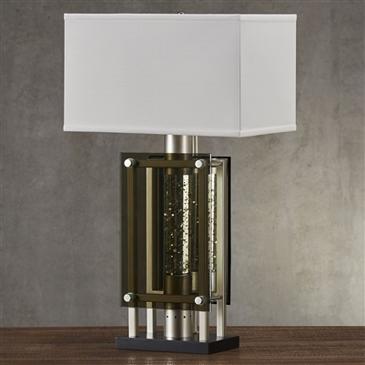 Aura Table Lamp in Satin Nickel by Home Elegance - HEL-H10081