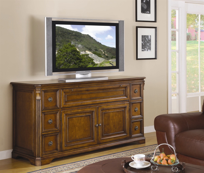 Brookhaven 68-Inch Entertainment Console in Distressed Cherry