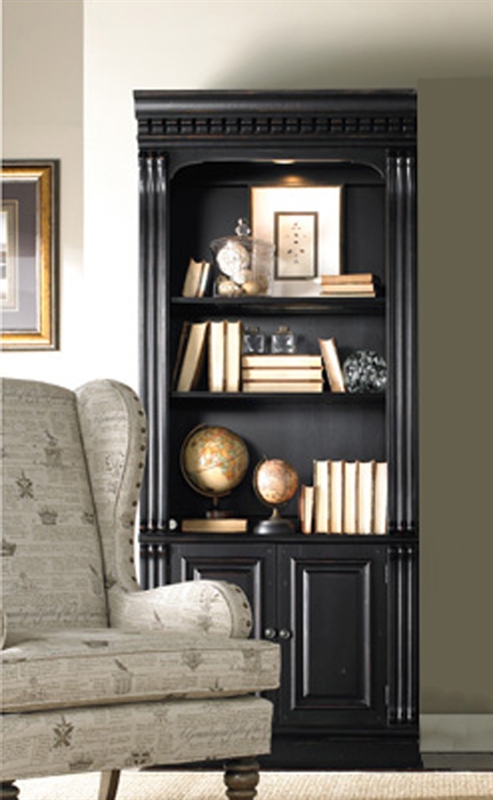 Telluride Bunching Bookcase In, Distressed Black Bookcase