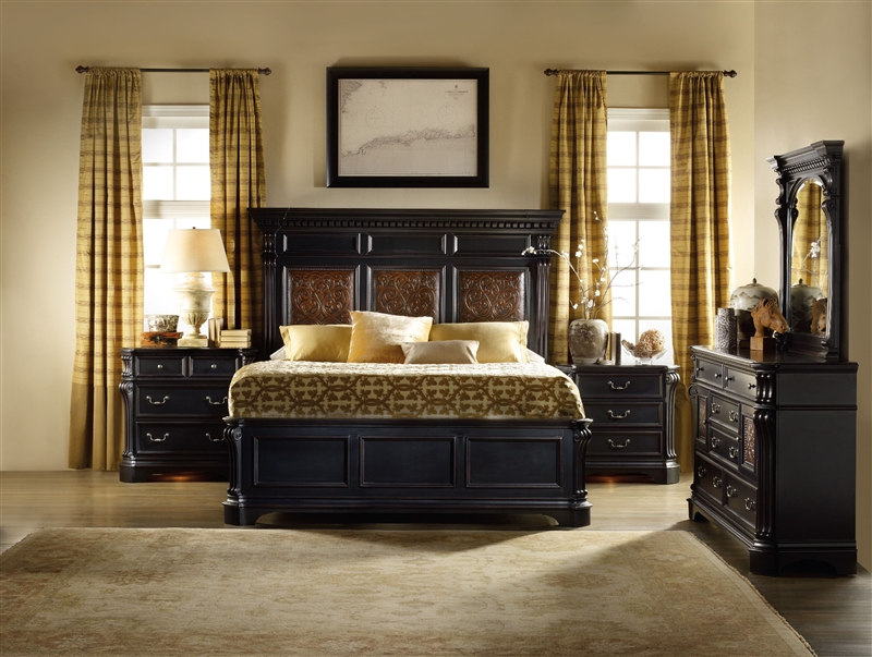 Telluride 6 Piece Bedroom Set In, Distressed Black King Bed