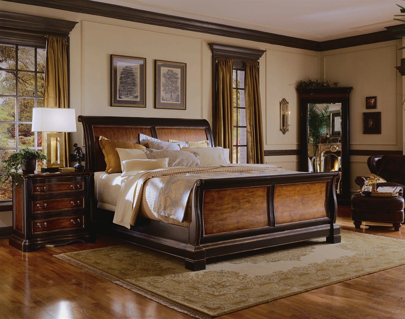 preston ridge sleigh bed 6 piece bedroom set in two-tone with