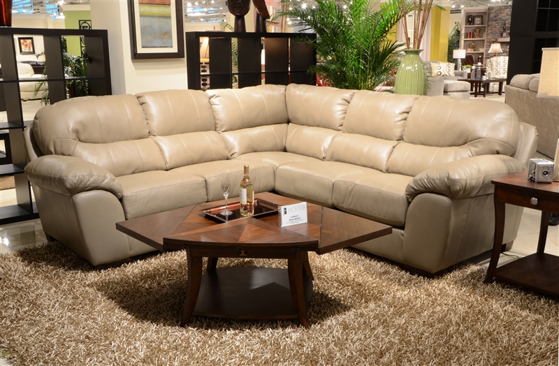 Lawson 2 Piece Putty Leather Sectional, 2 Piece Leather Sectional