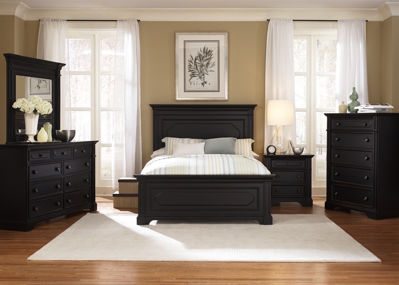 southern cachet panel bed 6 piece bedroom set in hand rubbed