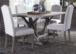 Carolina Lakes Trestle Table 5 Piece Dining Set in Wire brushed Weathered Gray Finish by Liberty Furniture - 140-CD-5TRS