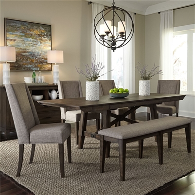 Double Bridge Trestle Table 6 Piece Dining Set in Dark Chestnut Finish by Liberty Furniture - 152-CD-O6TRS