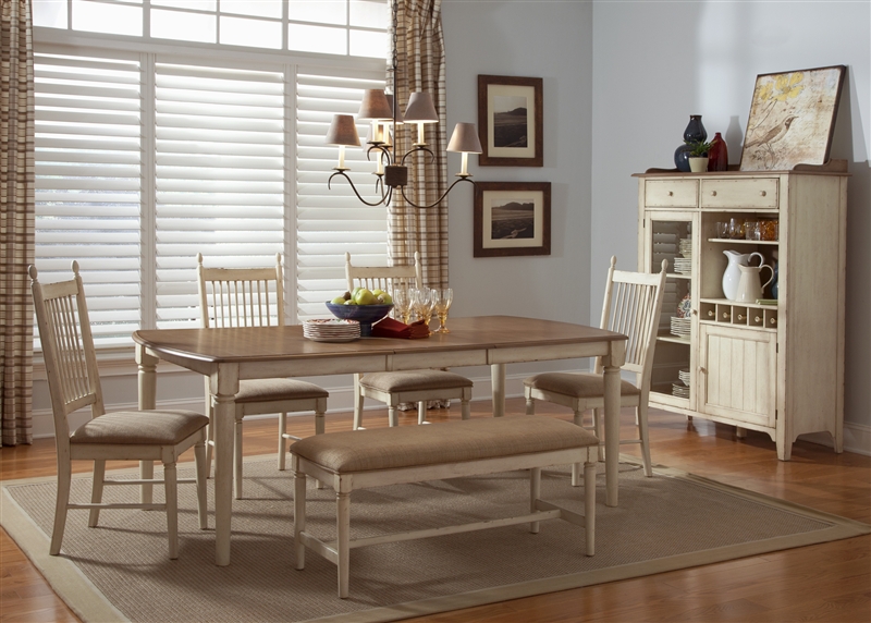 Cottage Cove 6 Piece Dining Set In Distressed Weathered Ivory
