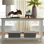 Summerville 52 Inch Sofa Table TV Stand in Soft White Wash Finish with Wire Brushed Gray Tops by Liberty Furniture - 171-OT1030